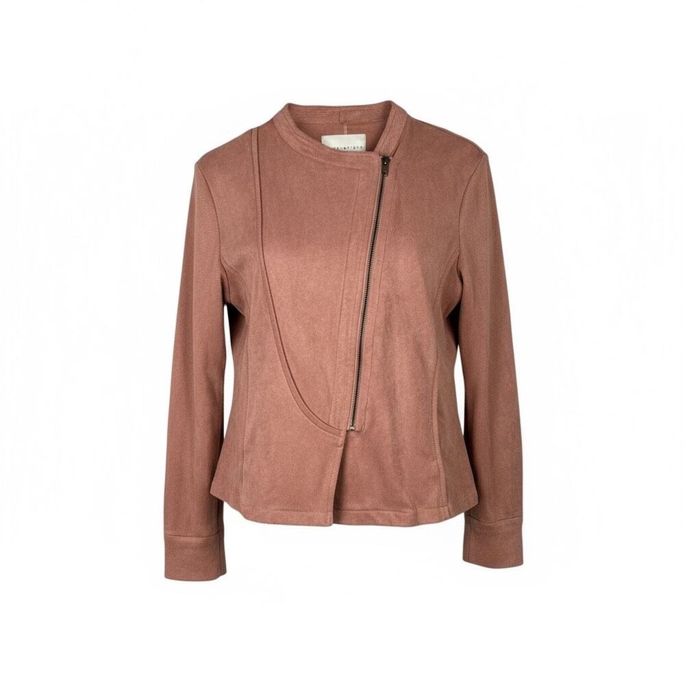 Paper Crane small dusty rose pink women's zip up Moto style jacket Soft Comfy S